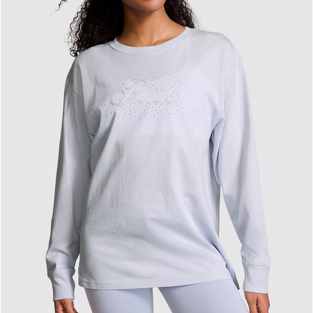 PINK
CAMPUS COTTON BLING LONG-SLEEVE TEE